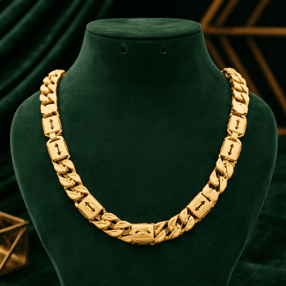 Popular Design Gold Plated Pokal Nawabi Chain for Men - Style E825 - view 1