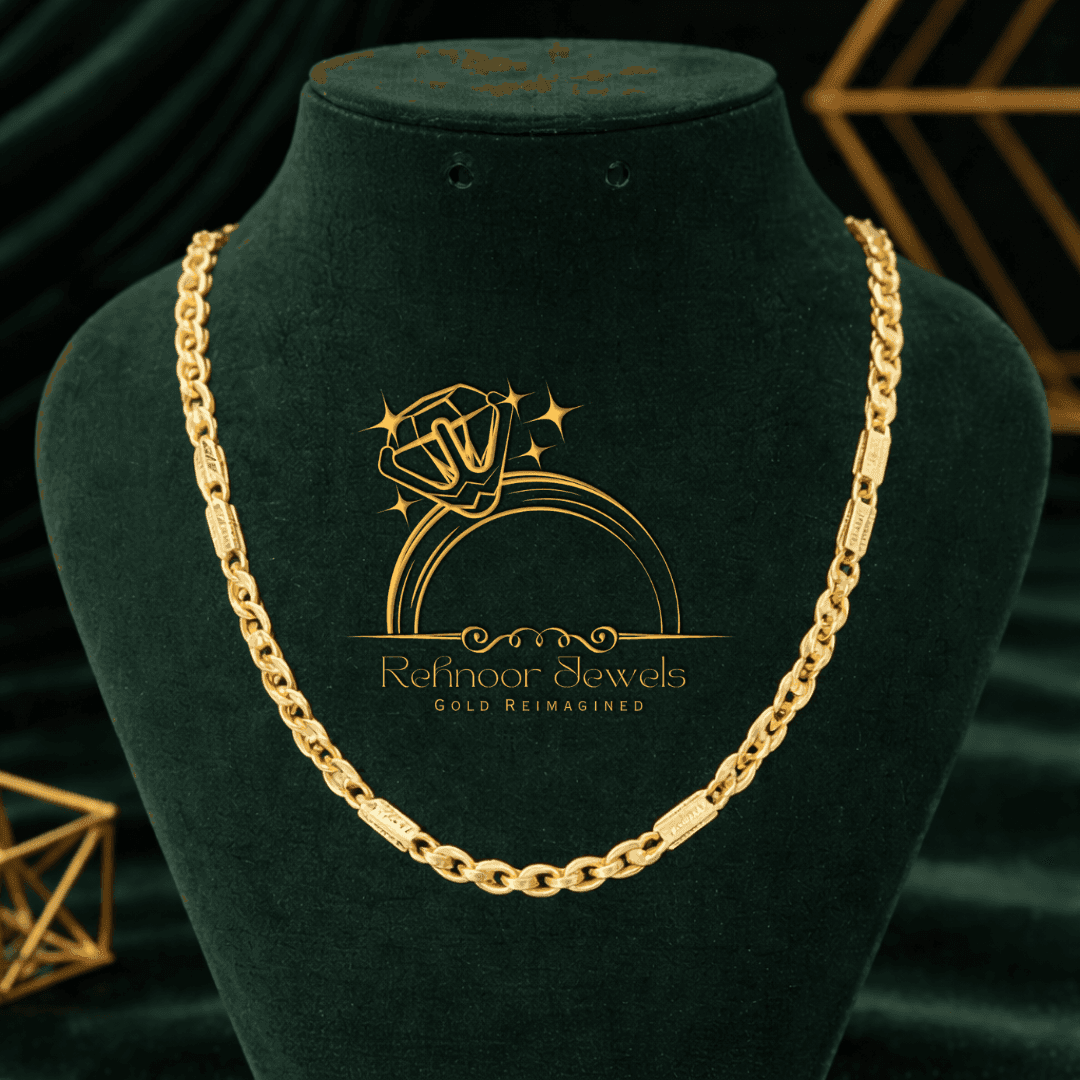 Artisanal Design Gold Plated pipe Chain for Men - Style E820 - view 1