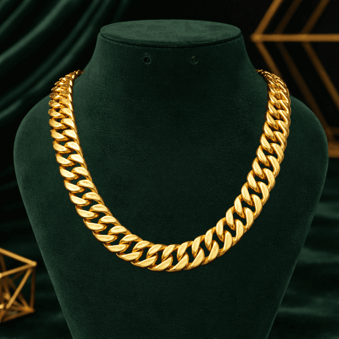 Attention-Getting Design Gold Plated Link Chain for Men - Style E842 - view 1