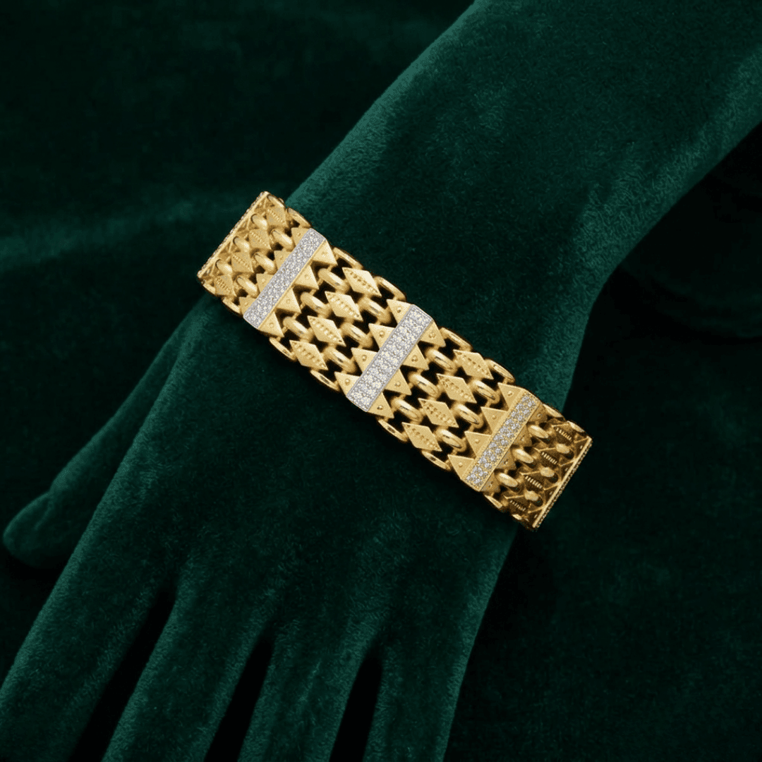 1 Gram Gold Plated Stylish Design Best Quality Bracelet for Men - Style E420 - view 1