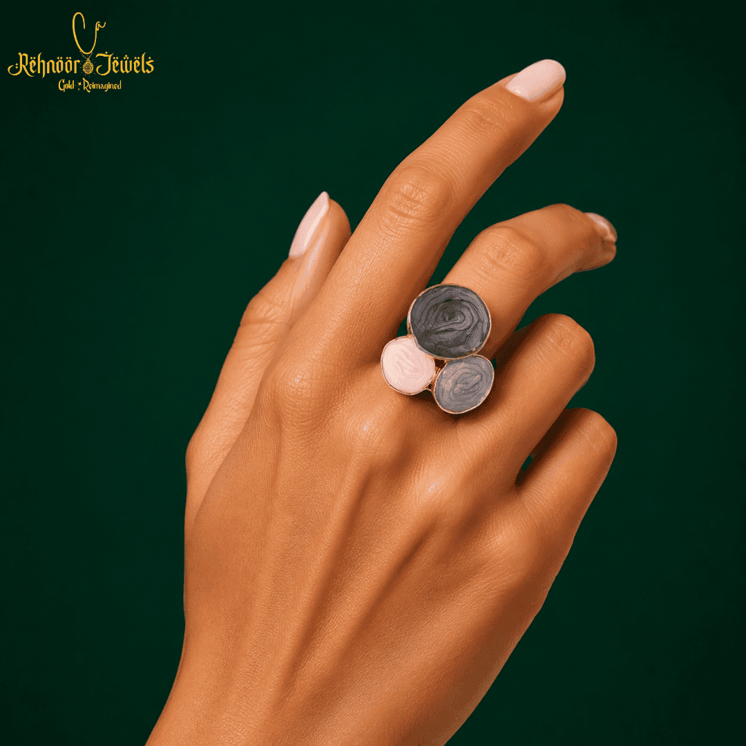 Gold Plated Tri-Tone Cocktail Ring - view 1