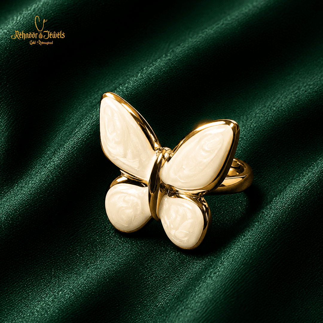 Enamel Butterfly Gold Plated Ring - variant 1 view 1