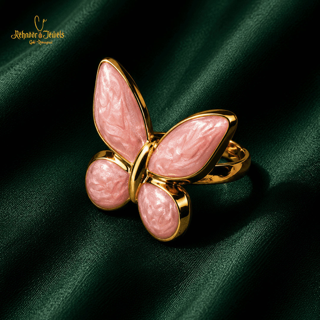Enamel Butterfly Gold Plated Ring - variant 2 view 1