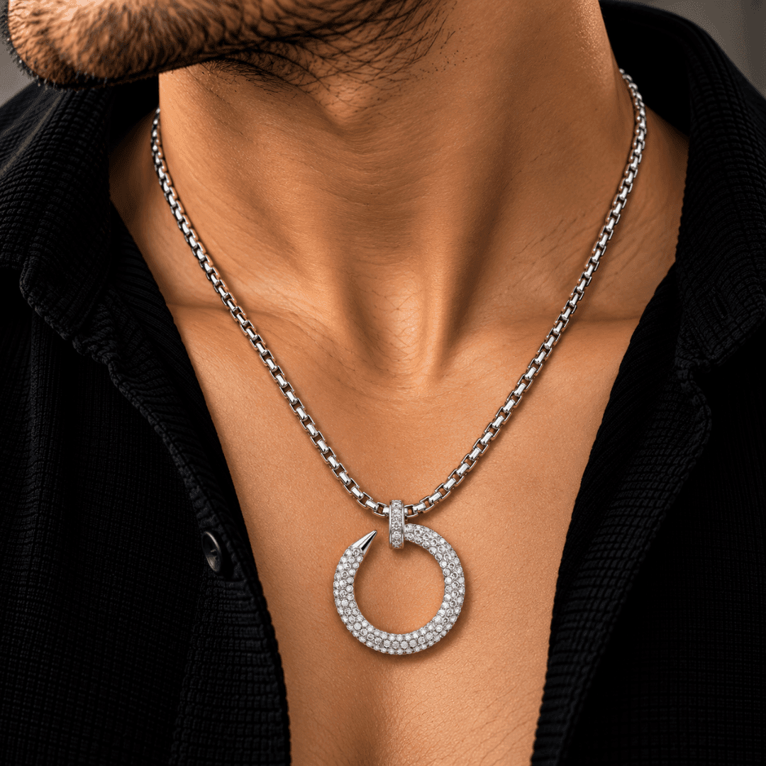 Iced Spiral Nail Box Chain Pendant - view 2