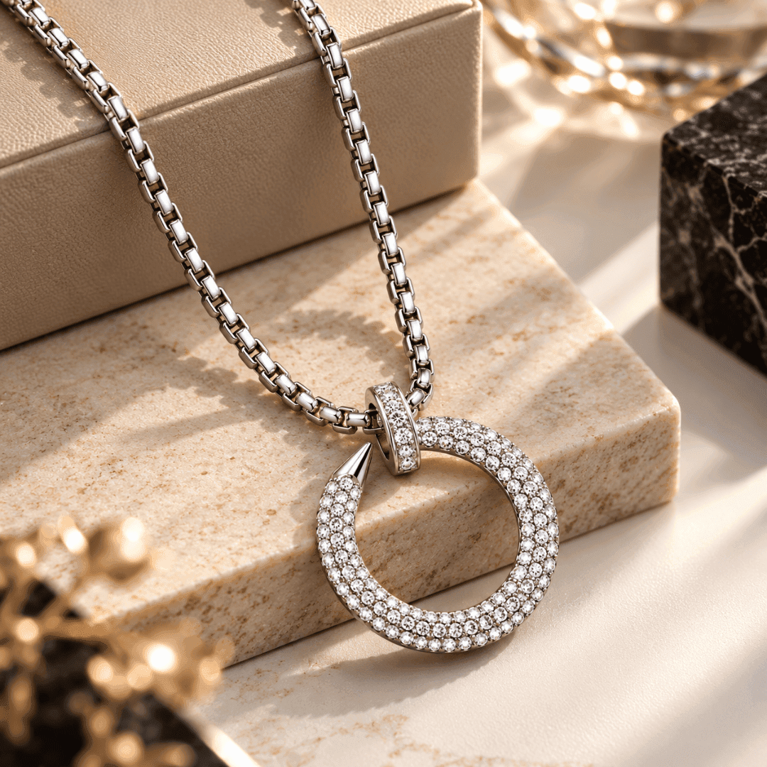 Iced Spiral Nail Box Chain Pendant - view 4