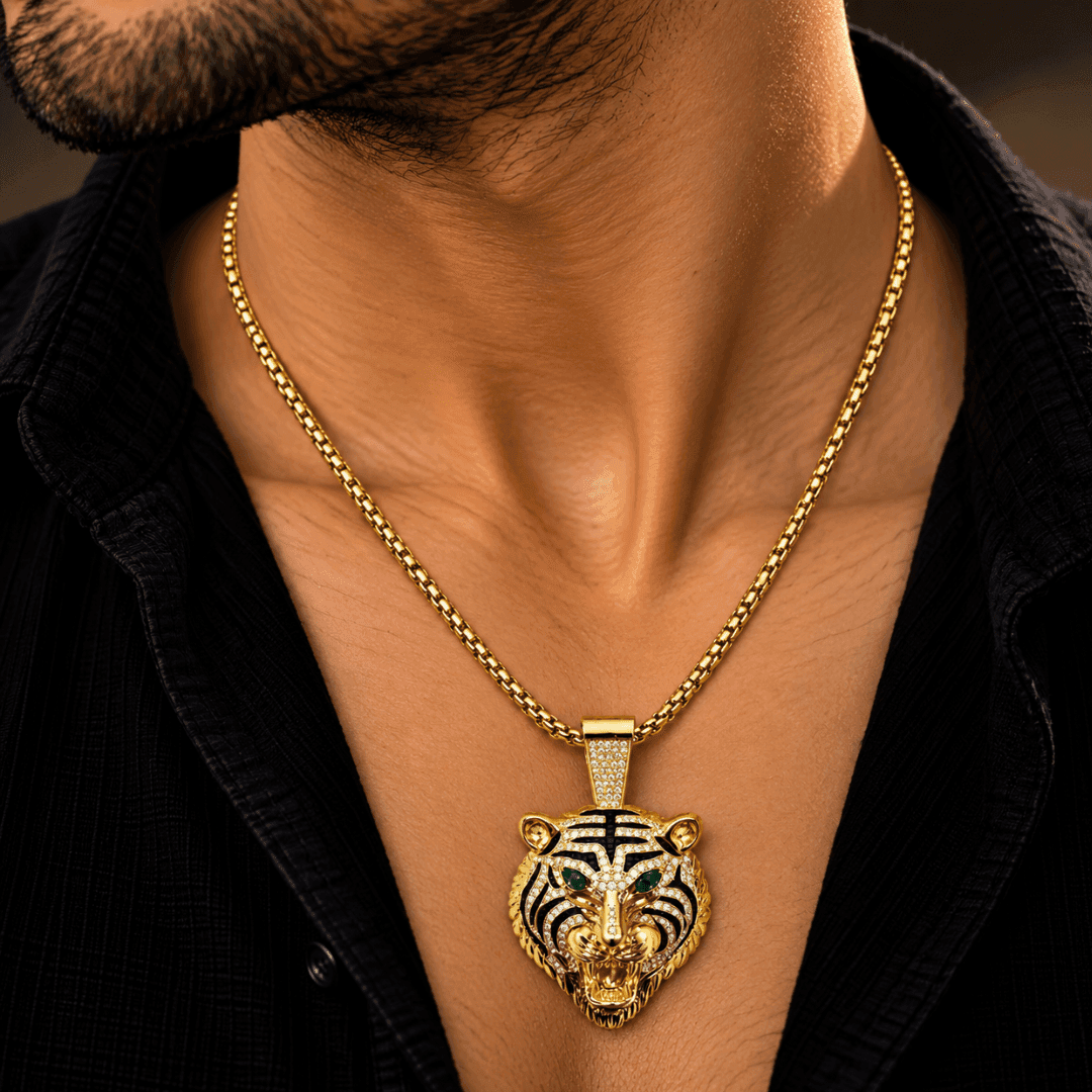 Majestic Tiger Head Box Chain Pendant - view 2