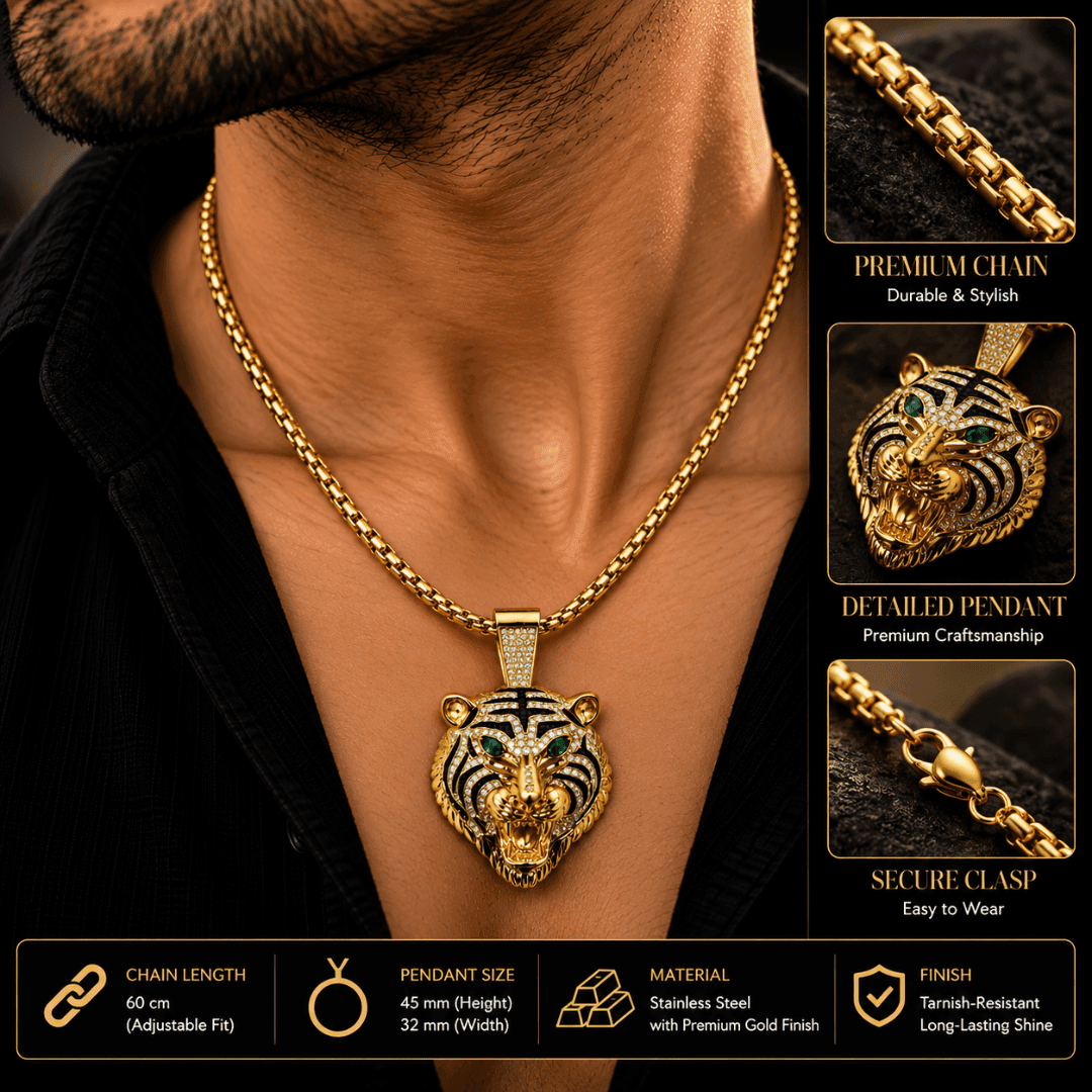 Majestic Tiger Head Box Chain Pendant - view 3