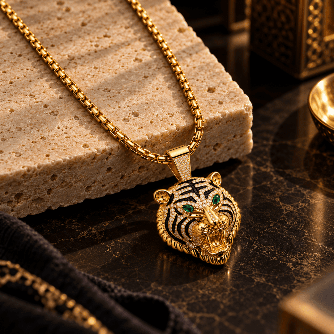 Majestic Tiger Head Box Chain Pendant - view 4