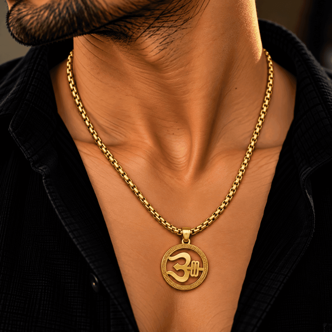 Divine Trishul Medallion Box Chain Pendant - view 2