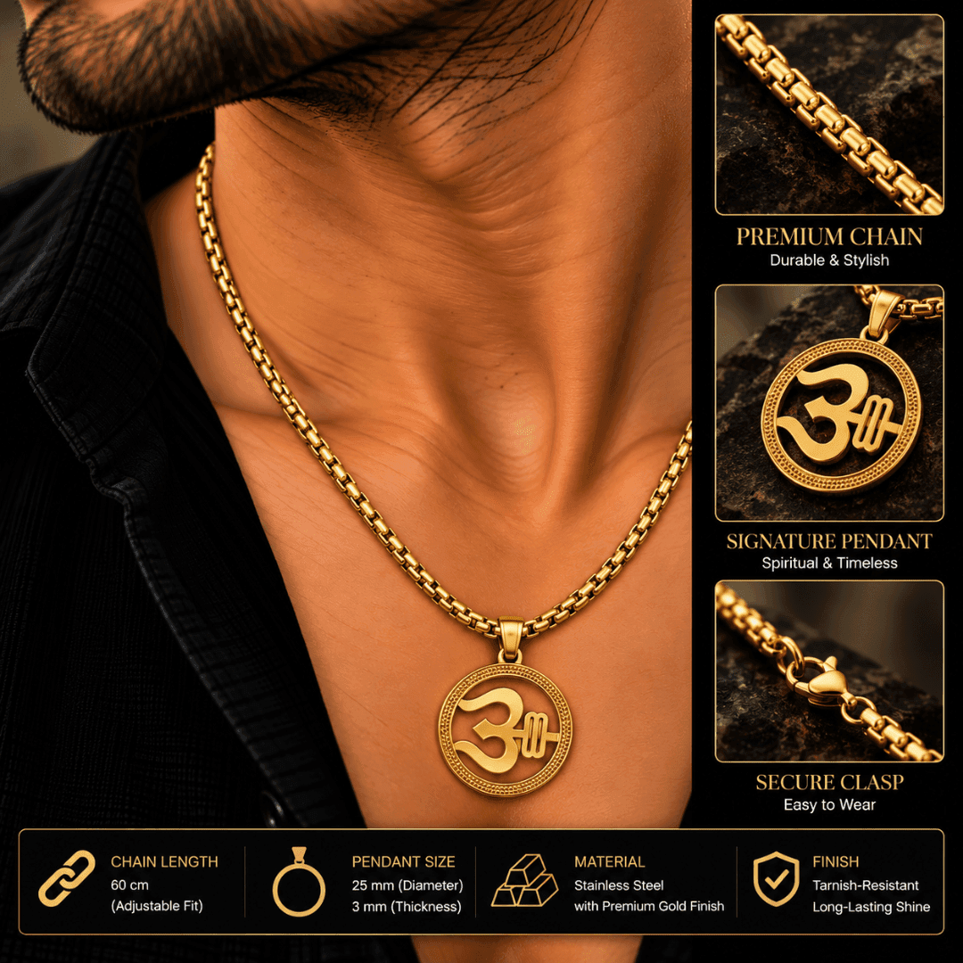 Divine Trishul Medallion Box Chain Pendant - view 3