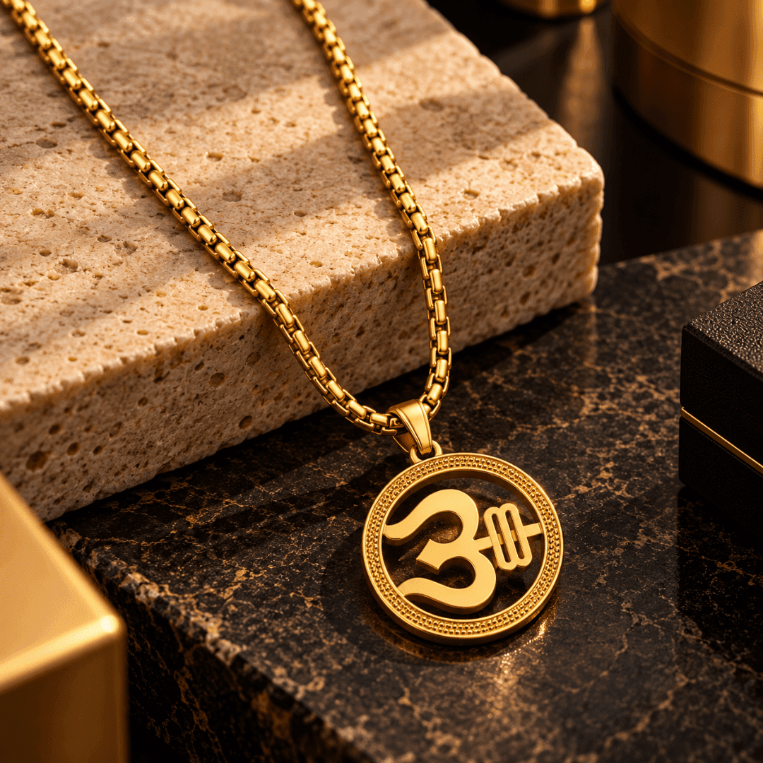 Divine Trishul Medallion Box Chain Pendant - view 4