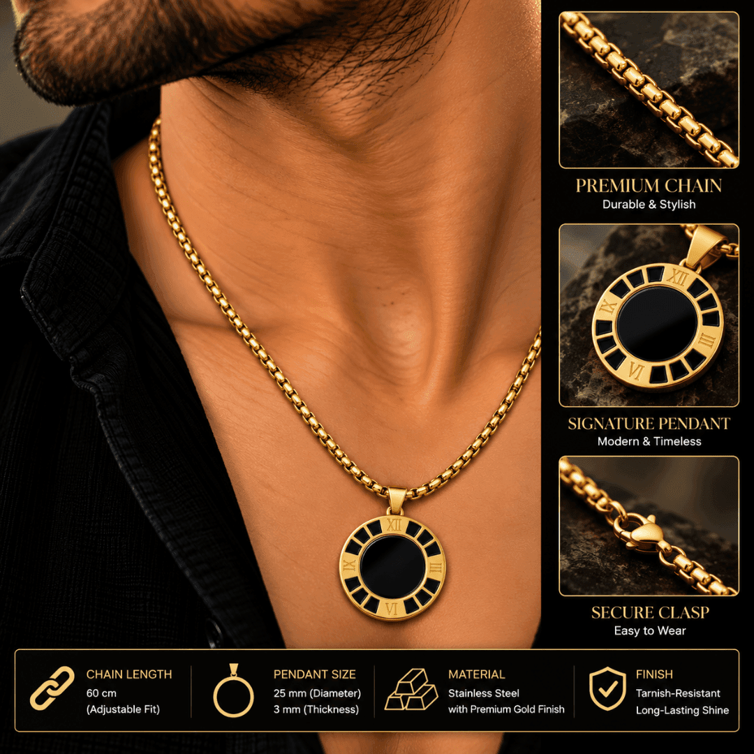 Sovereign Roman Numeral Onyx Box Chain Pendant - view 3