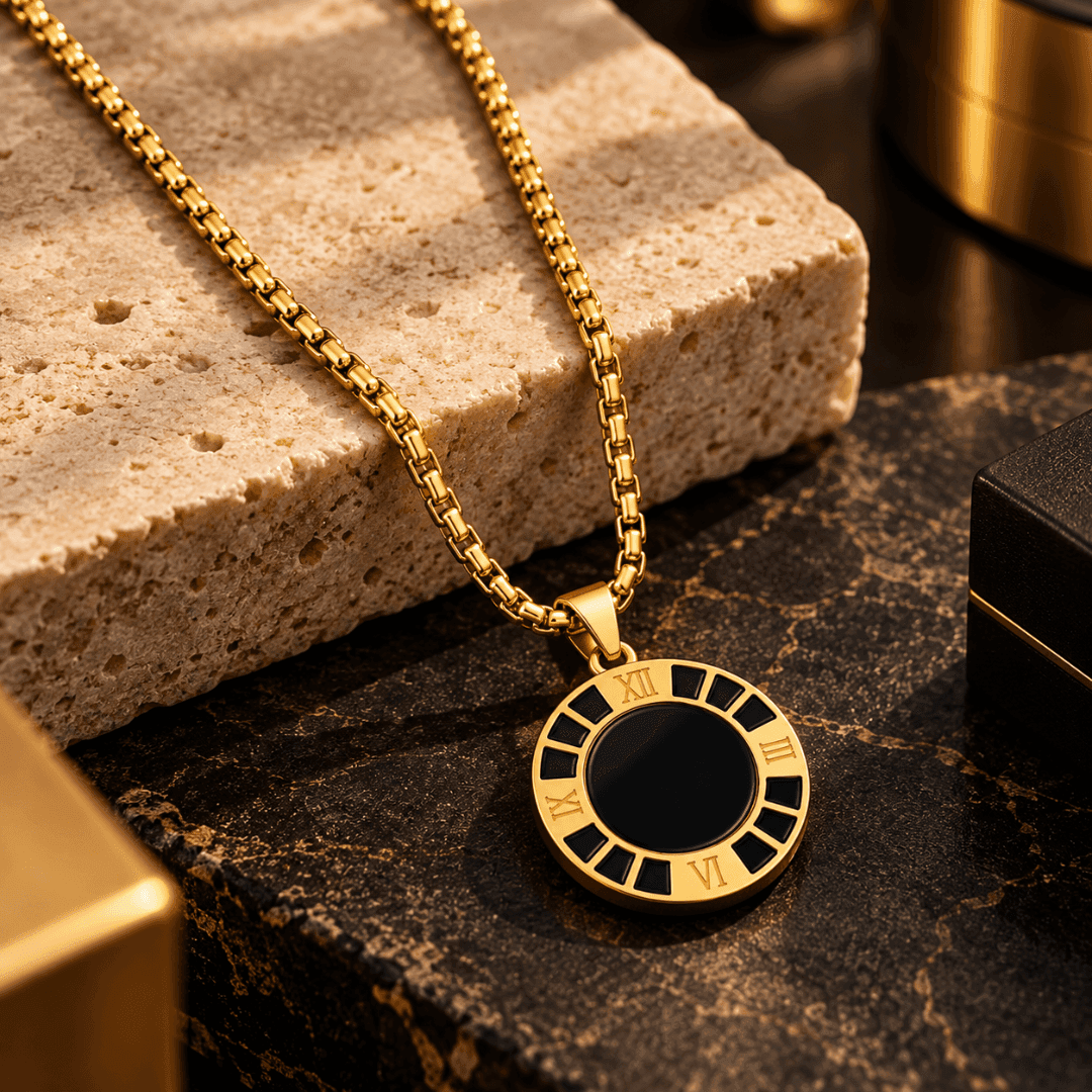 Sovereign Roman Numeral Onyx Box Chain Pendant - view 4