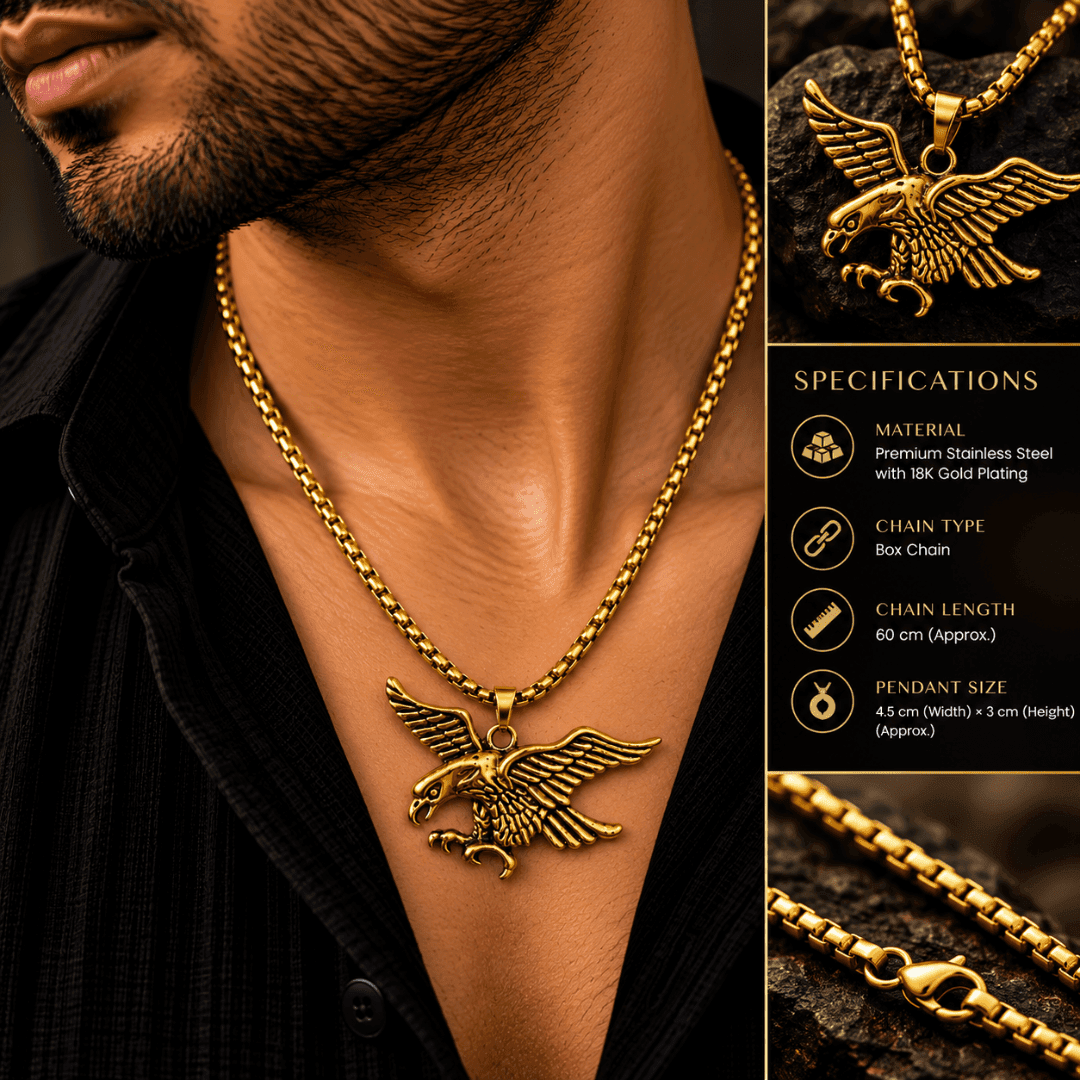 Gold Sovereign Eagle Box Chain Pendant  - view 3
