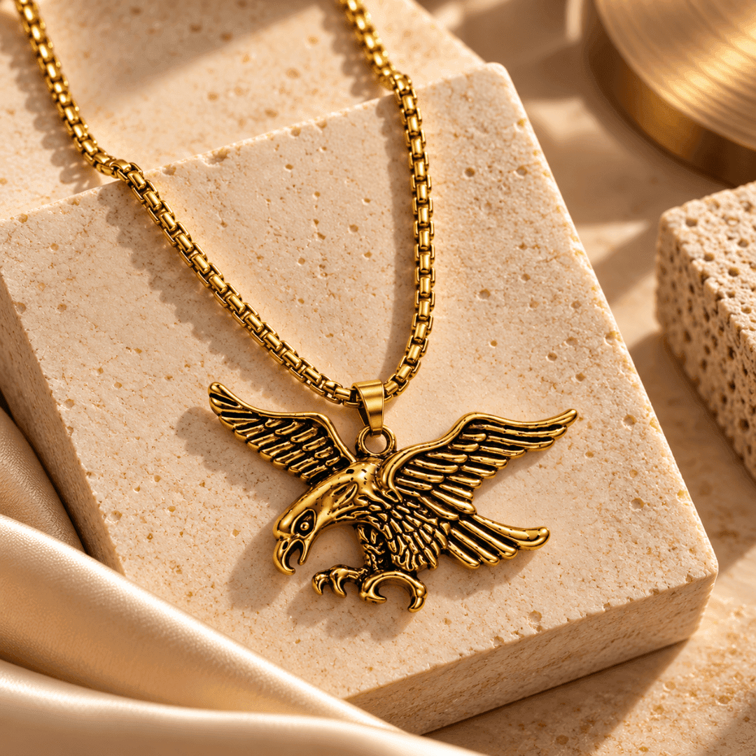 Gold Sovereign Eagle Box Chain Pendant  - view 4