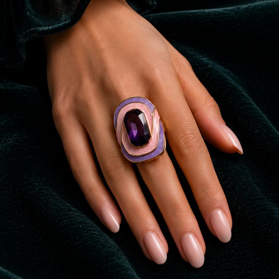 Amethyst Gold Plated Cocktail Ring