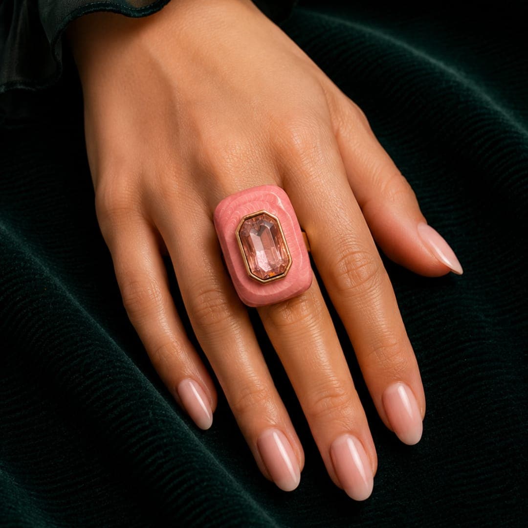 Morganite Gold Plated Cocktail Ring
