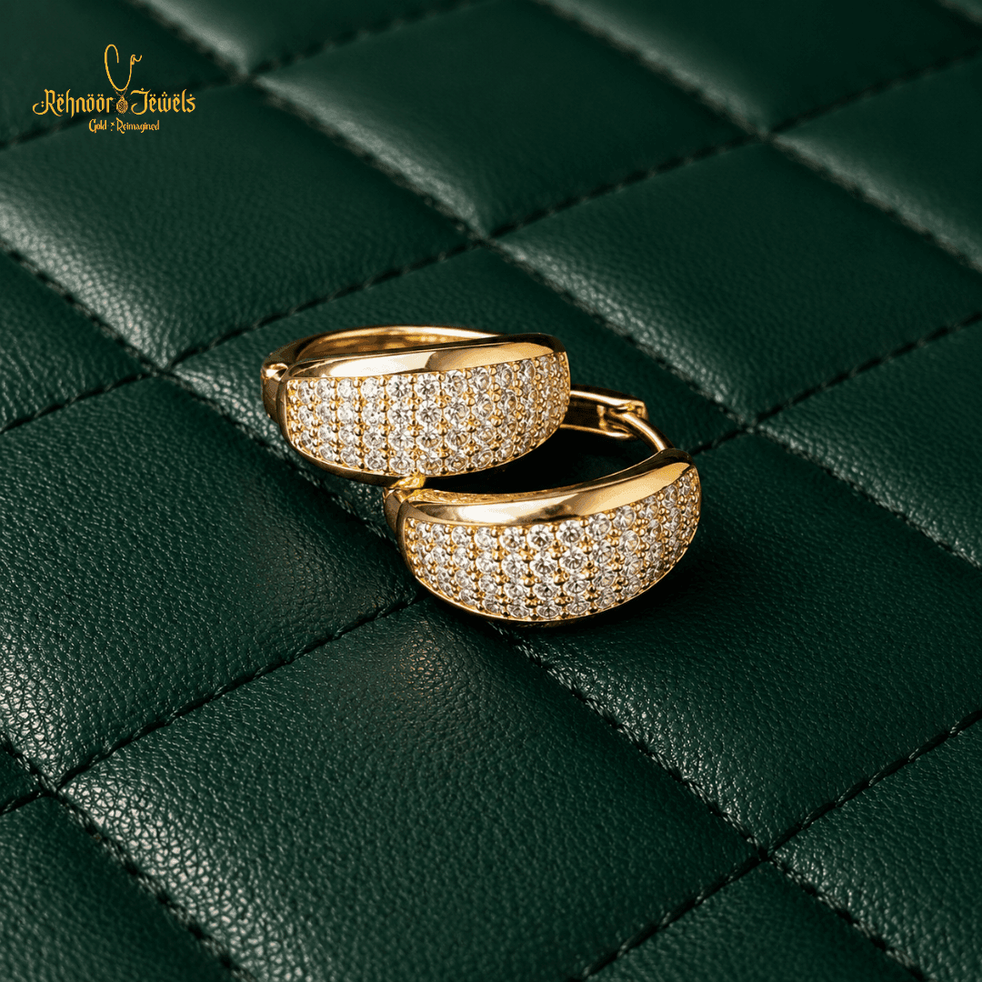 Chunky Radiant Dome Gold Plated Huggie Earrings - view 1