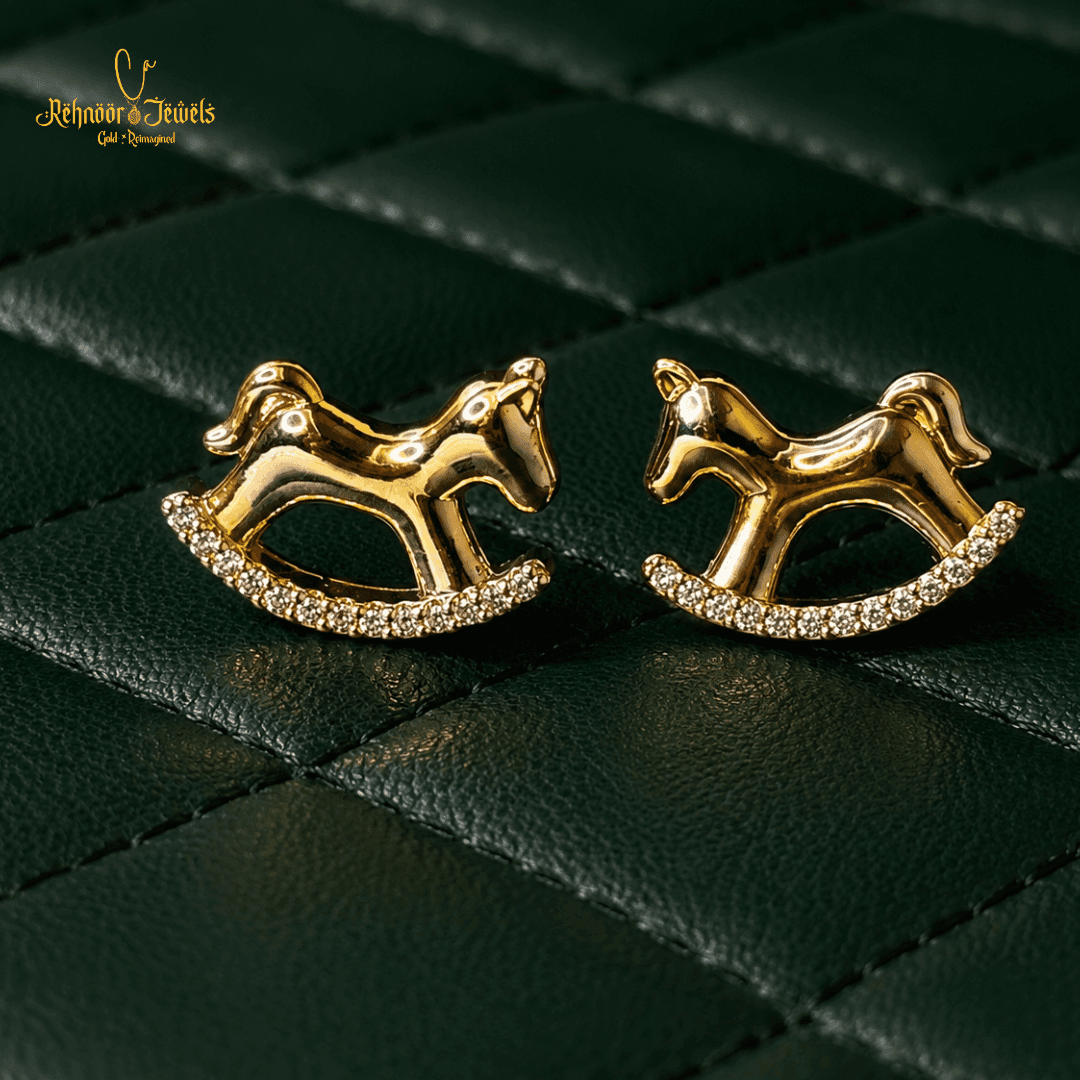 Nostalgia Rocking Horse Gold Plated Earrings - view 1