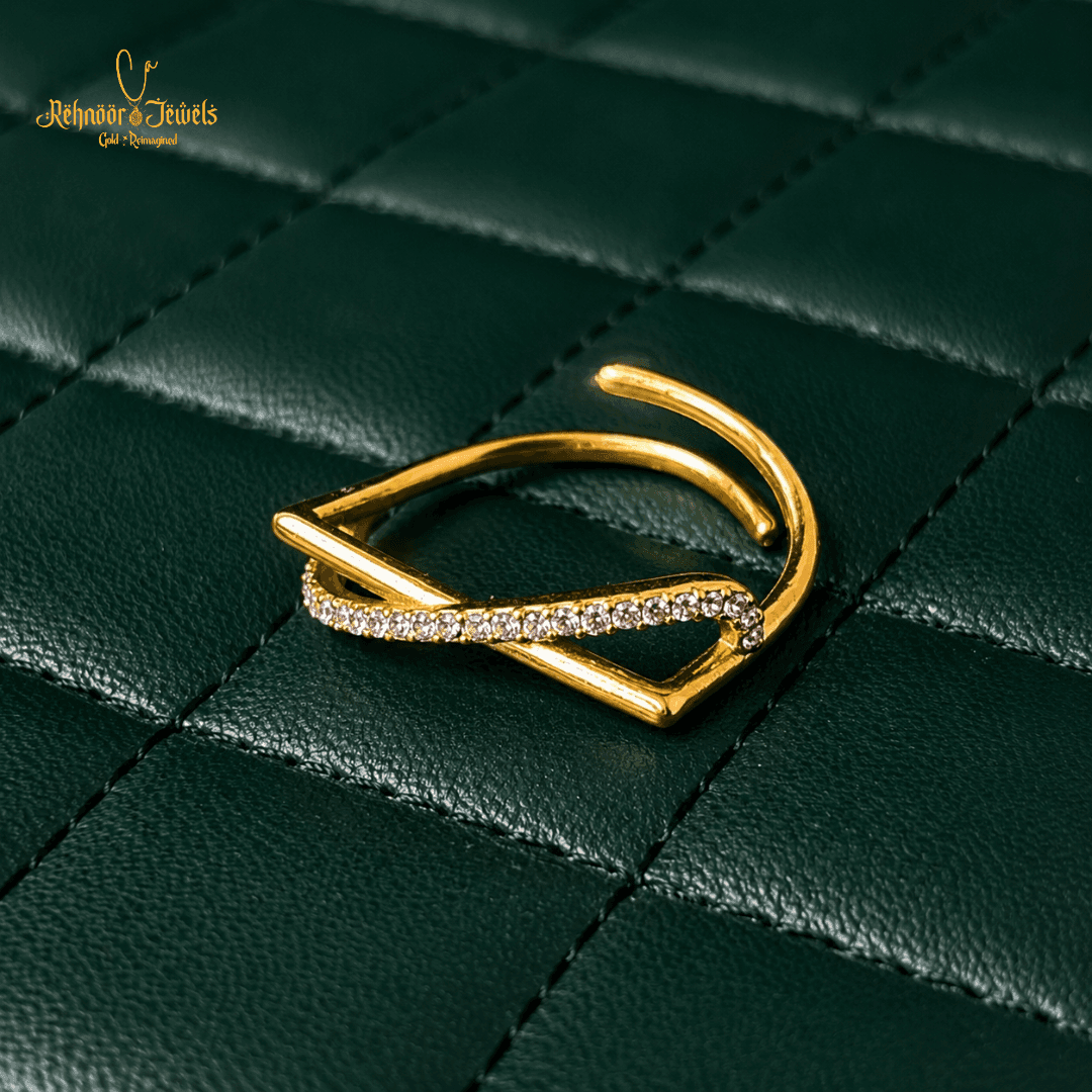 Minimalist Twisted Chain Loop Gold Plated Earrings - view 1
