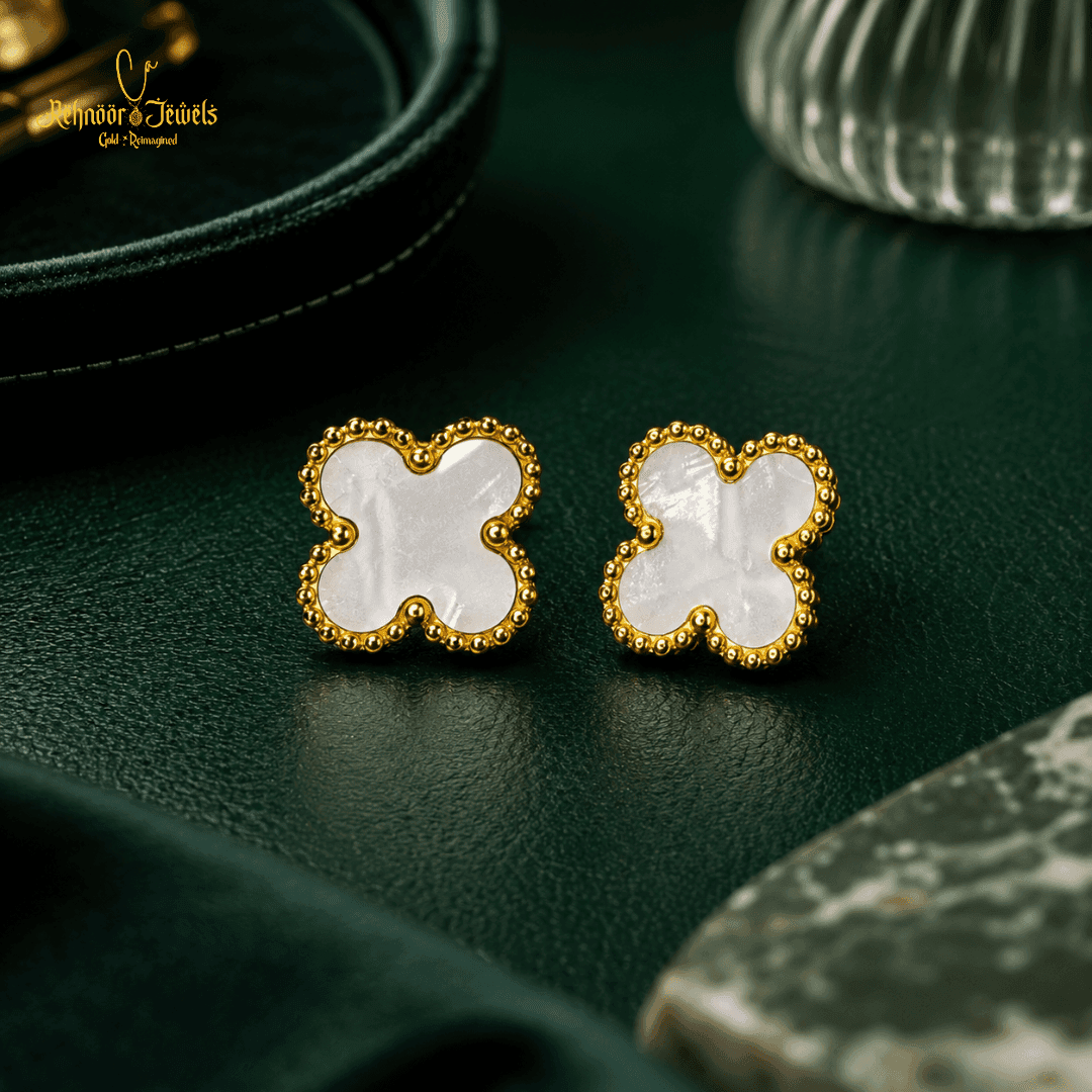 Elegant Radiant Clover Gold Plated Earrings - view 1