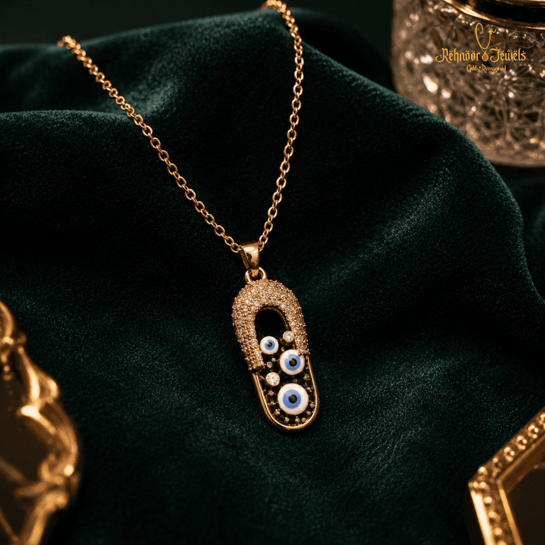 Plume Boheme Rose Gold Evil Eye Sandal Pendant Necklace - view 1