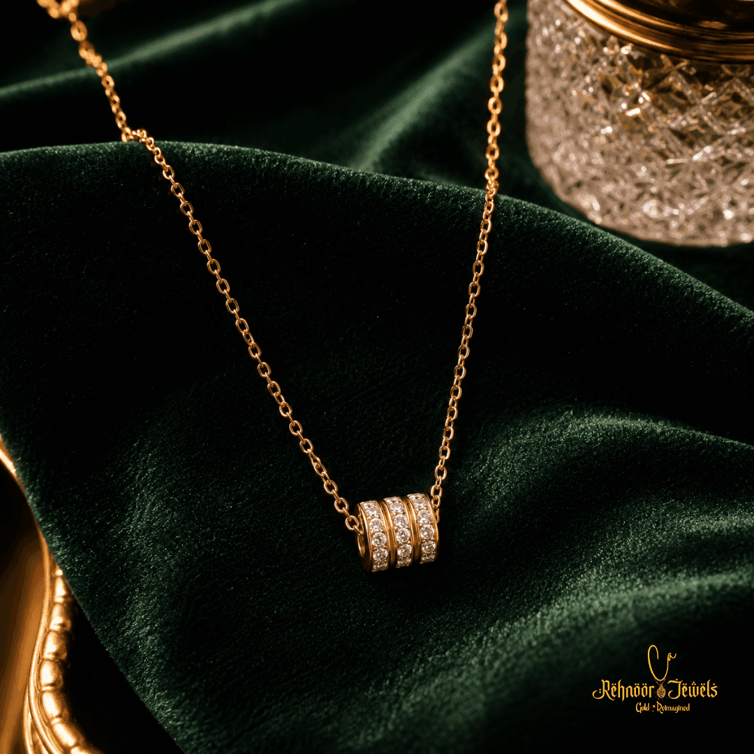 Zaveri Pearls Interlocking Minimal Rings Rose Gold Pendant Necklace - view 1