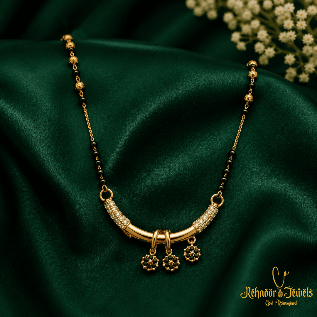 Floral Drop Gold Plated Mangalsutra