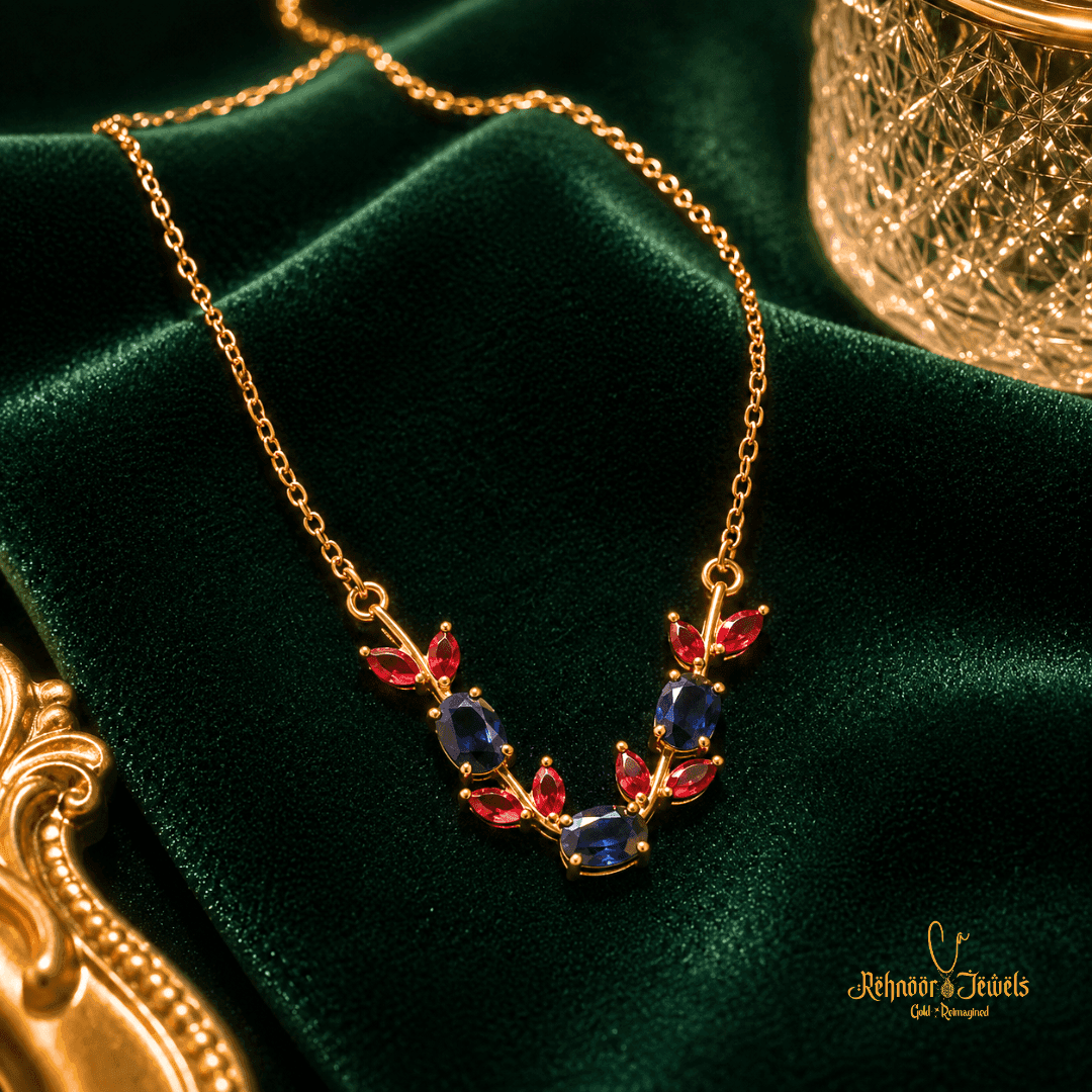 Royal Blue and Red Gemstone Necklace