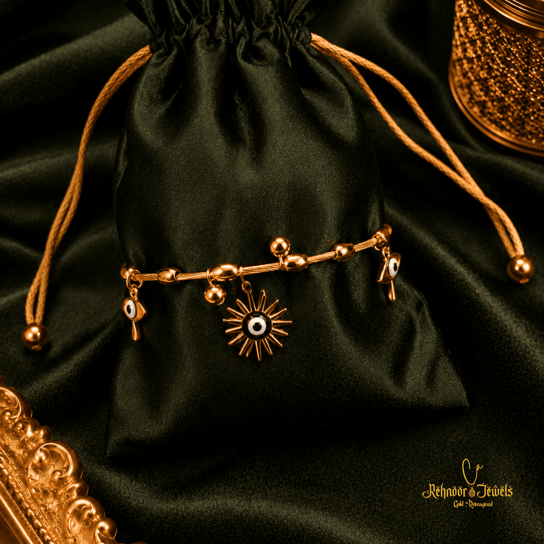 Solas Evil Eye Sunbeam Gold Plated Cable Charm Bracelet - view 1