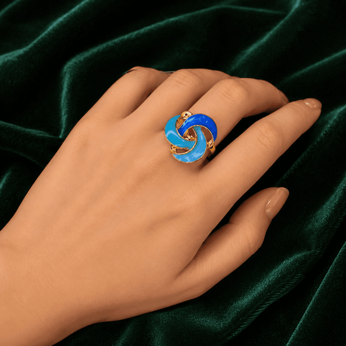 Ocean Wave Cocktail Gold Plated Ring - view 1