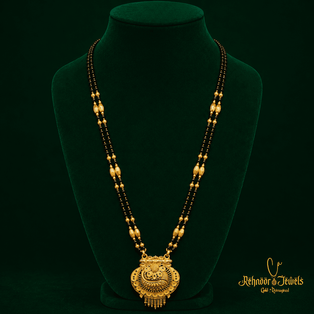 Black Beaded Gold Plated Mangalsutra
