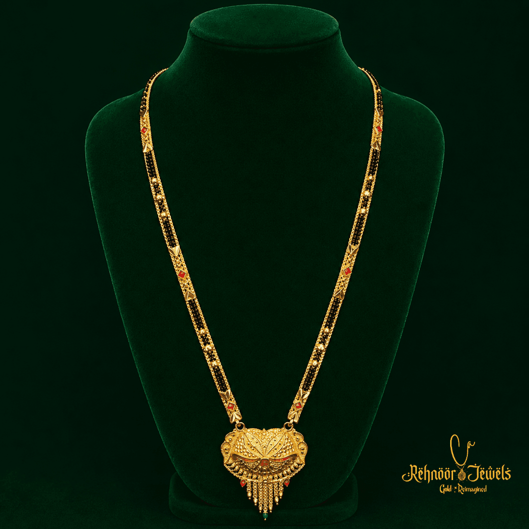 Regal Lotus Antique Gold Plated Mangalsutra Necklace - view 1