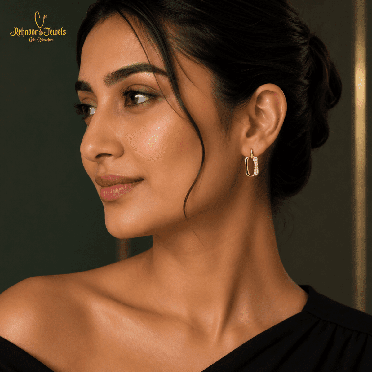 Geometric Link Gold Plated Earrings - view 2