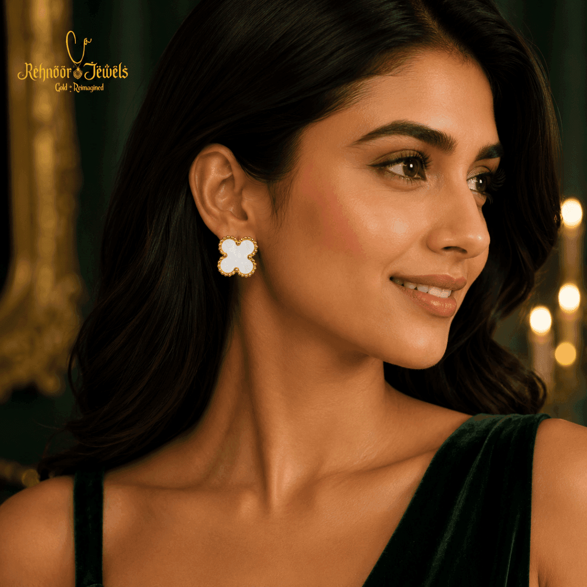 Clover Gold Plated Earrings - view 2