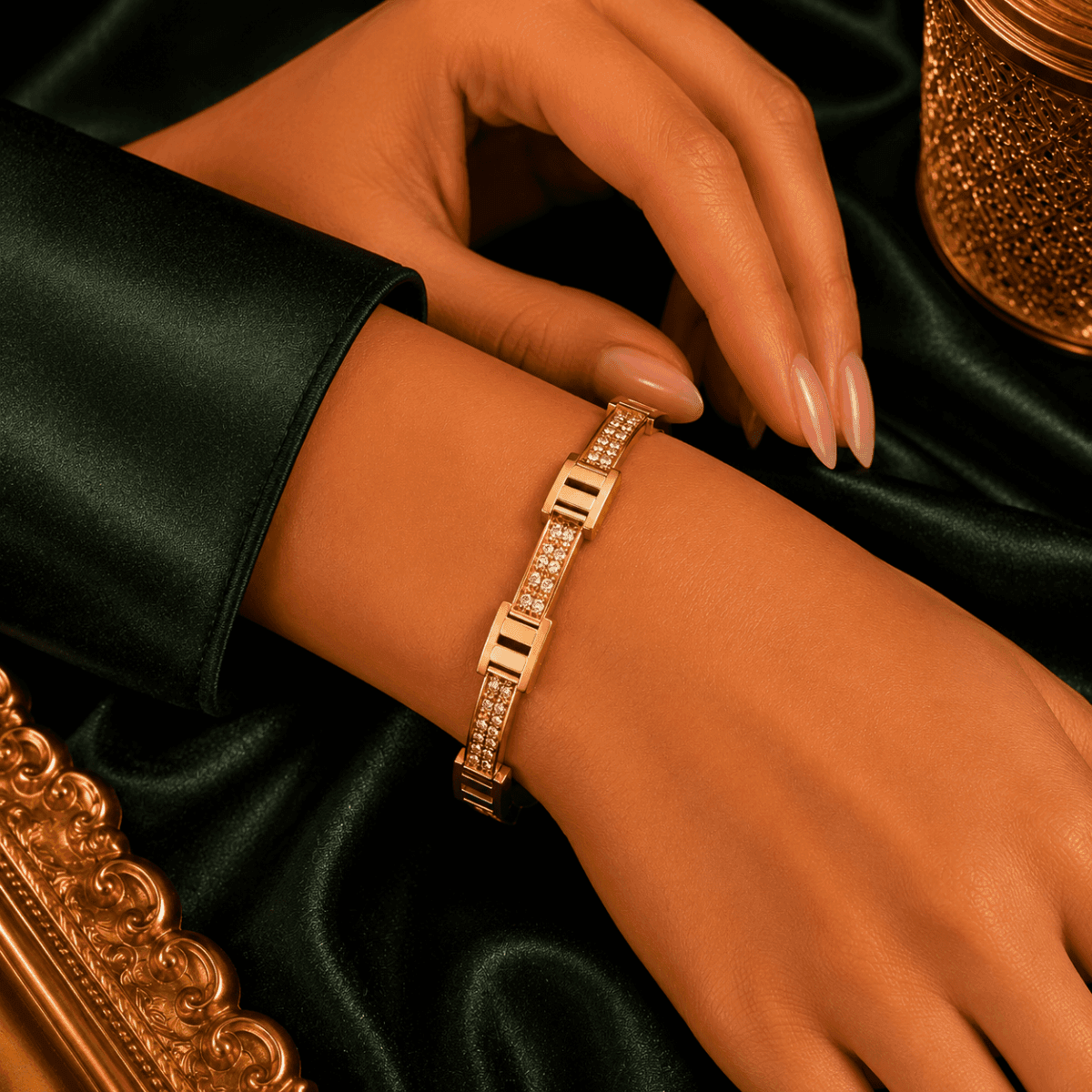 Rose Gold Plated Italian Design Link Bracelet - view 2
