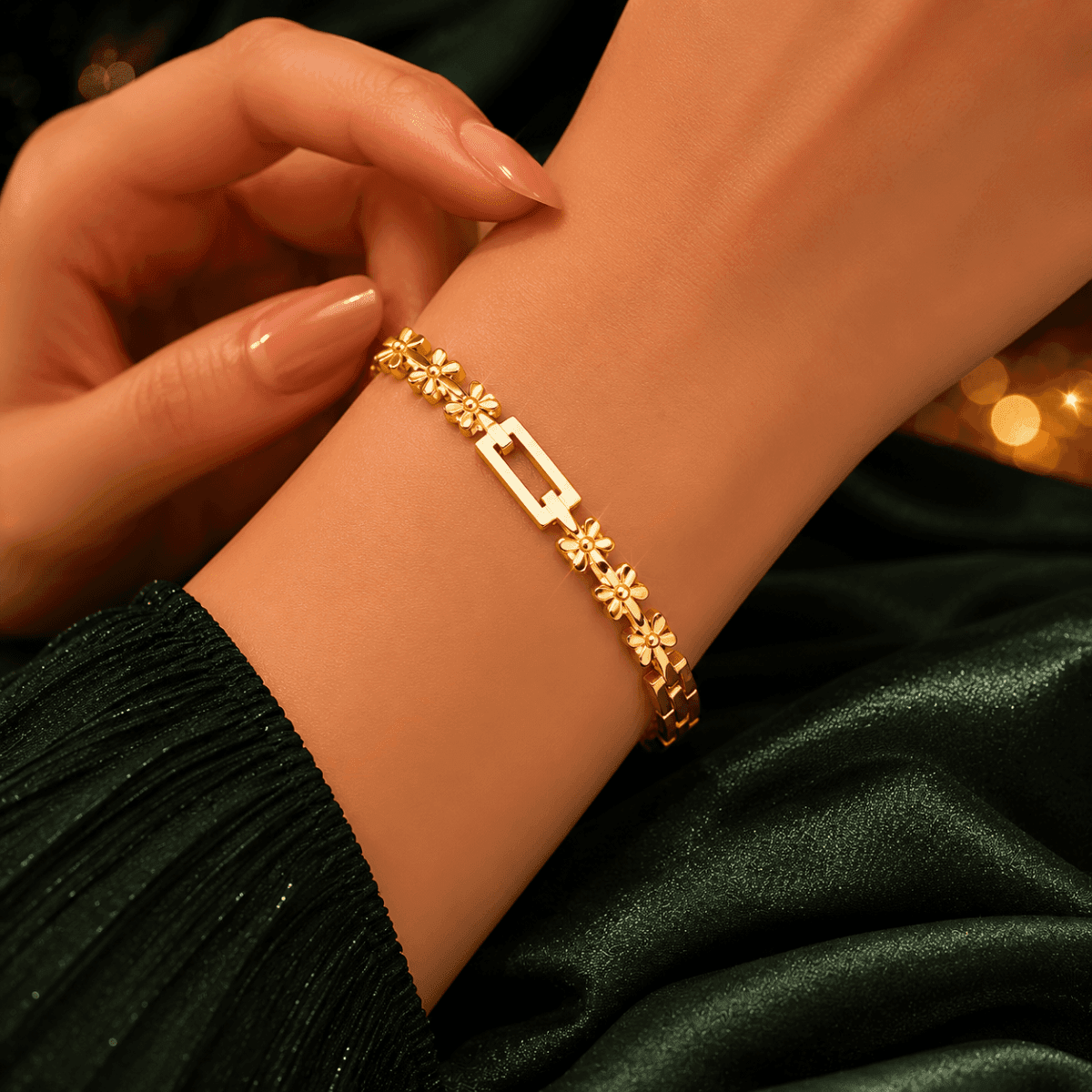 Daisy Gold Toned Link Bracelet - view 2