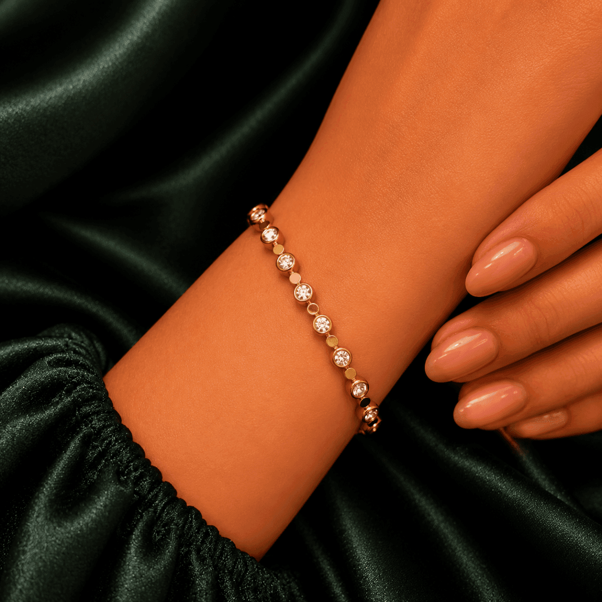 Round Moissanite Bezel-Link Bracelet - view 2