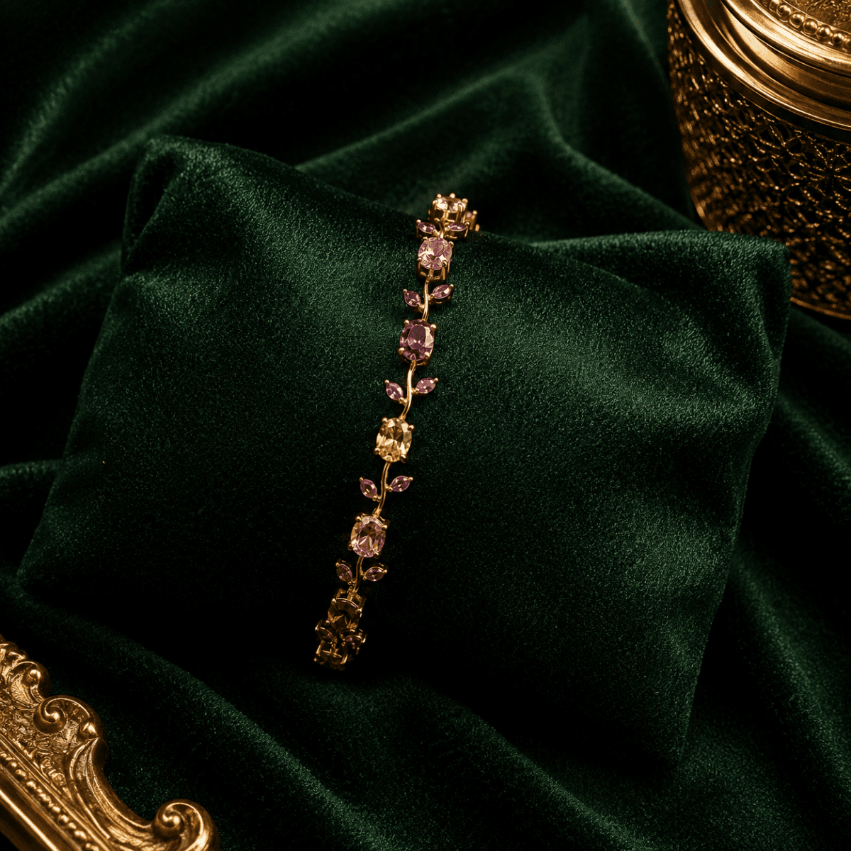 Pastel Blossom Vine Gold Plated Bracelet - view 2