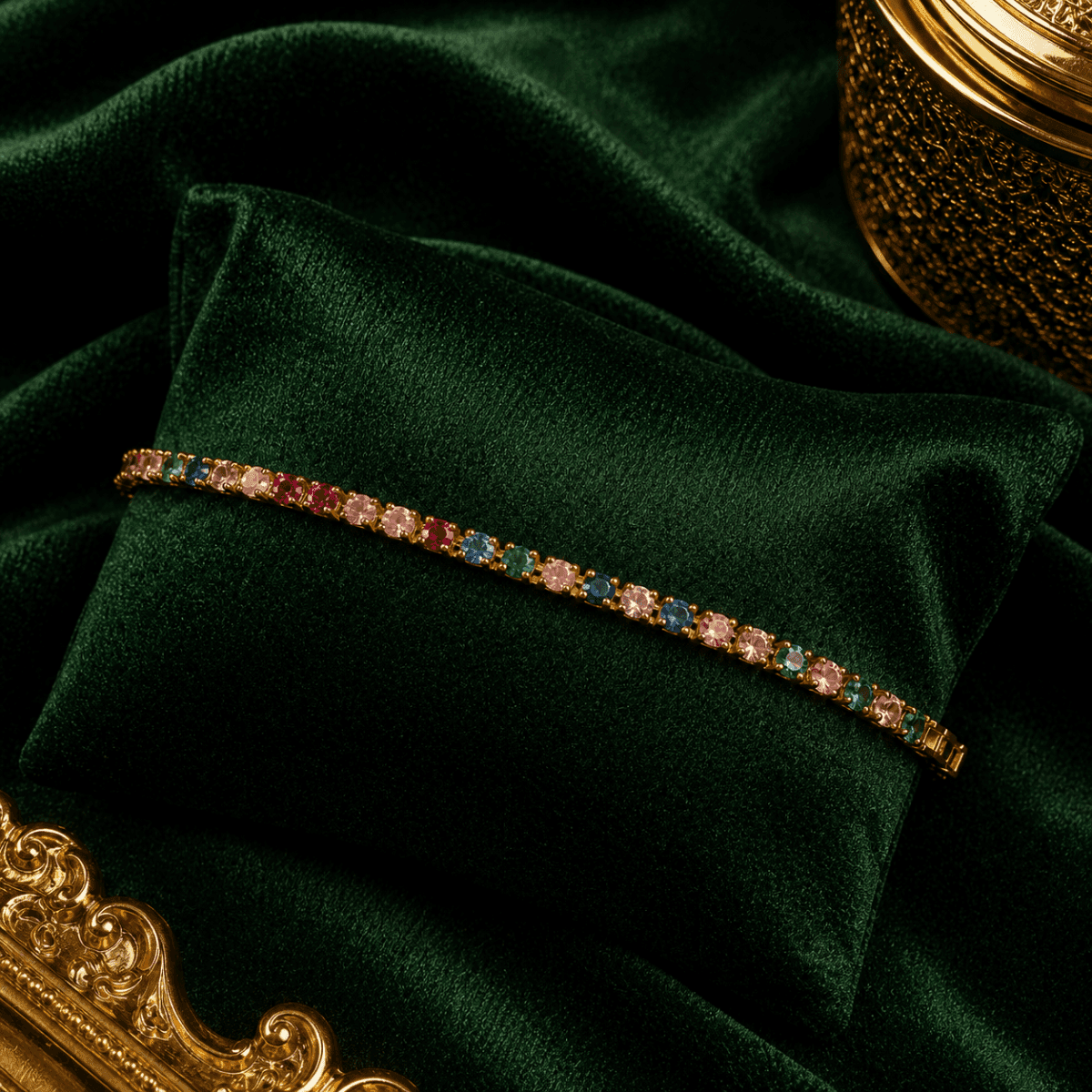 Rainbow Radiance Gold Plated Tennis Bracelet - view 2