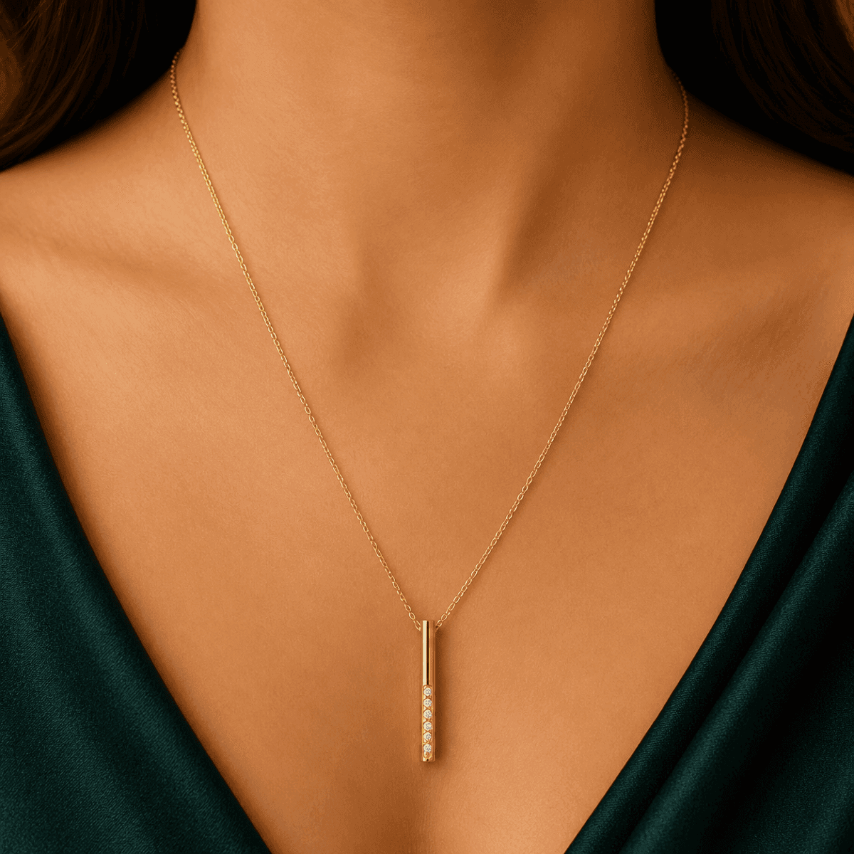 Minimalist Radiant Bar Gold Plated Pendant - view 2