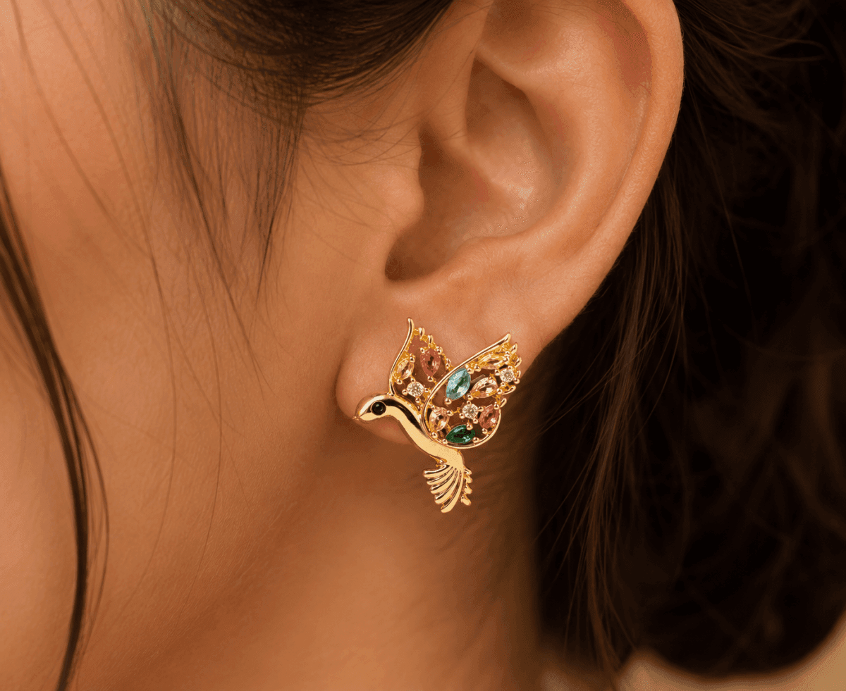 Noor-e-Parinda Gold Plated Earrings - view 2