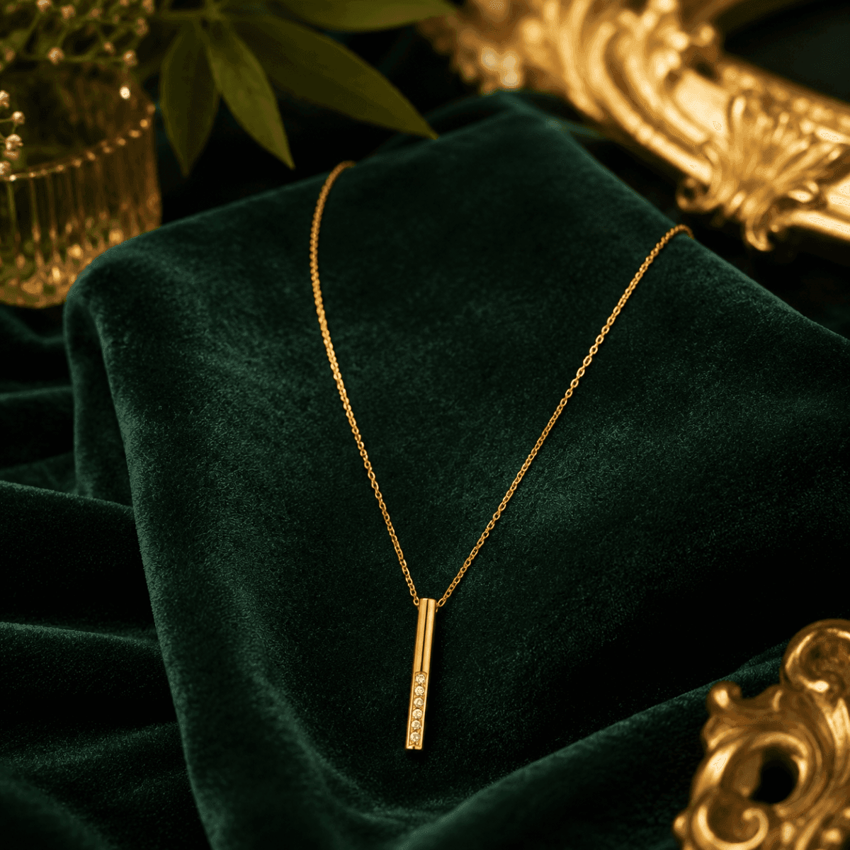 Minimalist Radiant Bar Gold Plated Pendant - view 2