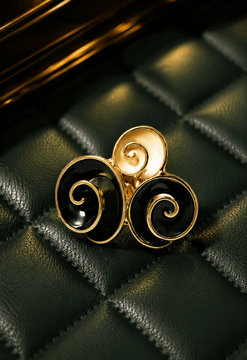 Midnight Swirl Gold Plated Statement Ring - view 1