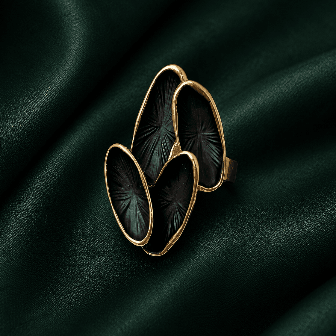 Monochrome Lotus Petal Cluster Ring - view 1