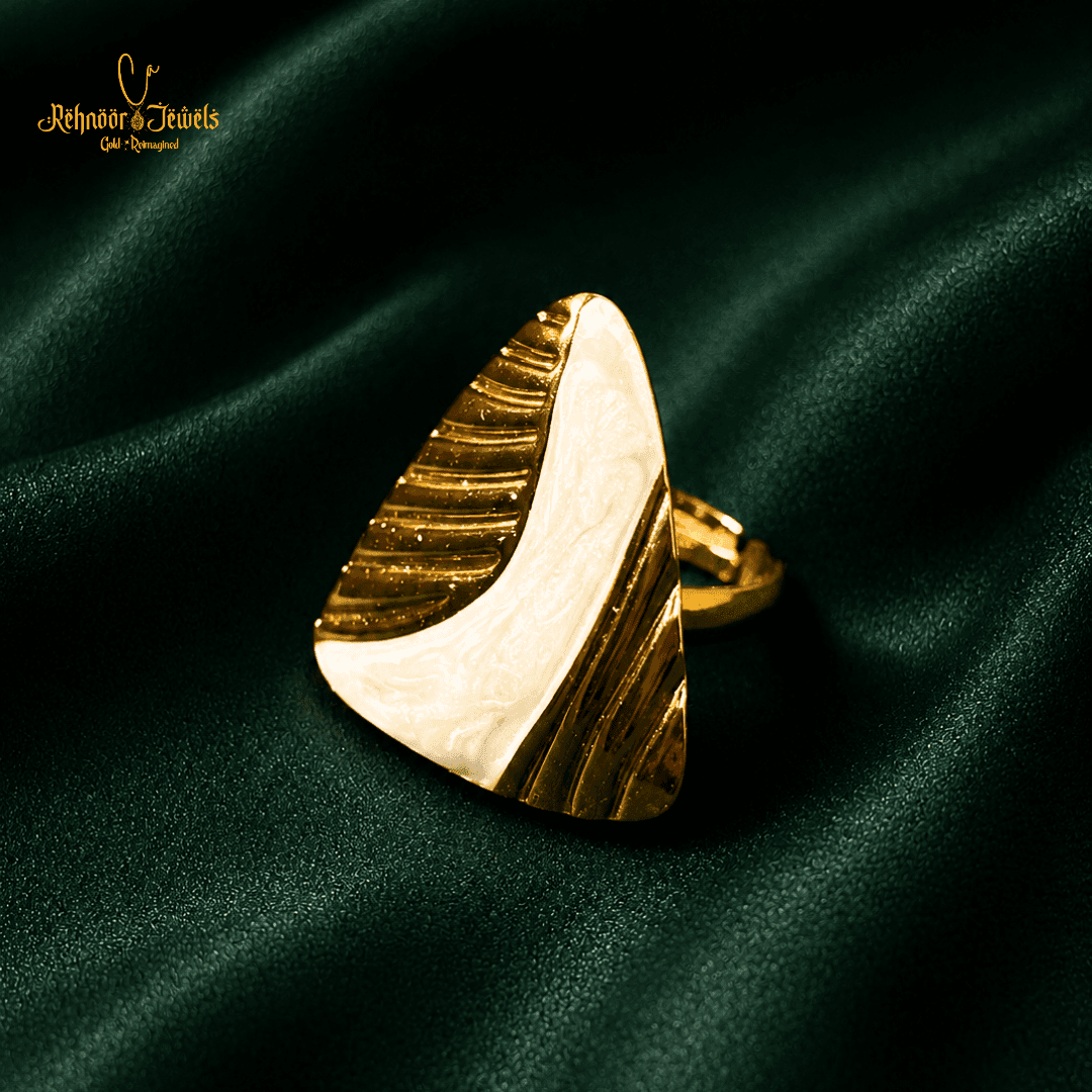 Dual-Tone Triangle Gold-Plated Ring - view 1
