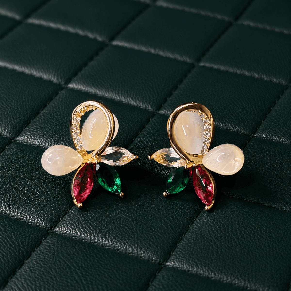 Royal Petal Gold Plated Earrings - view 1
