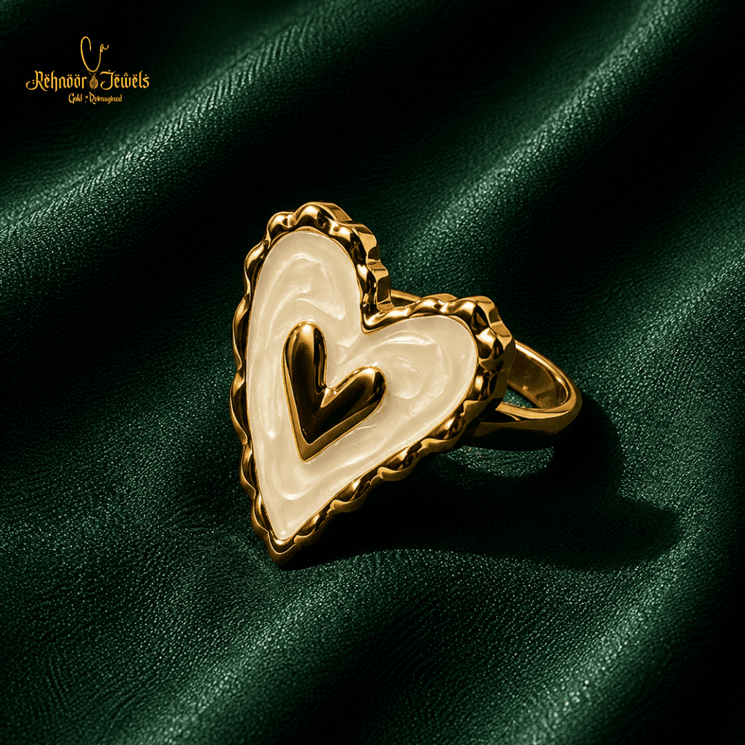 Textured Heart Gold Plated Ring - view 1