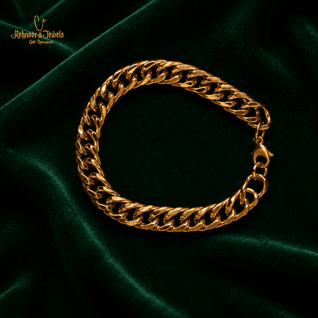 Classic Cuban Link Gold Plated Men's Bracelet - view 1