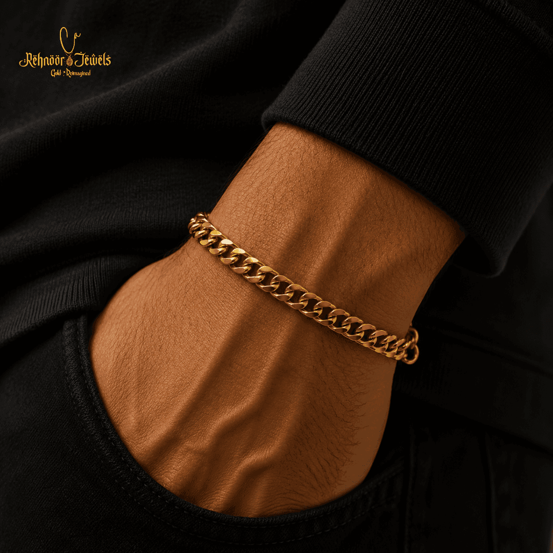 Royal Curb Men's Gold Plated Bracelet - view 2